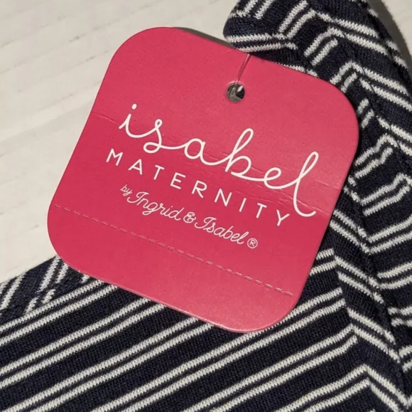 Isabel Maternity Round Neck Tank Top Blue Striped NWT 25.25" Length Medium - Picture 3 of 6